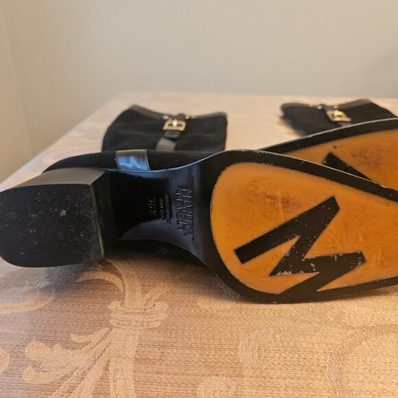 Monica Magli Leather Black Riding Boots - Picture 4 of 16